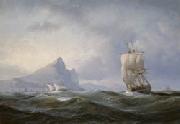 Anton Melbye Sailing ship off Gibraltar Spain oil painting artist